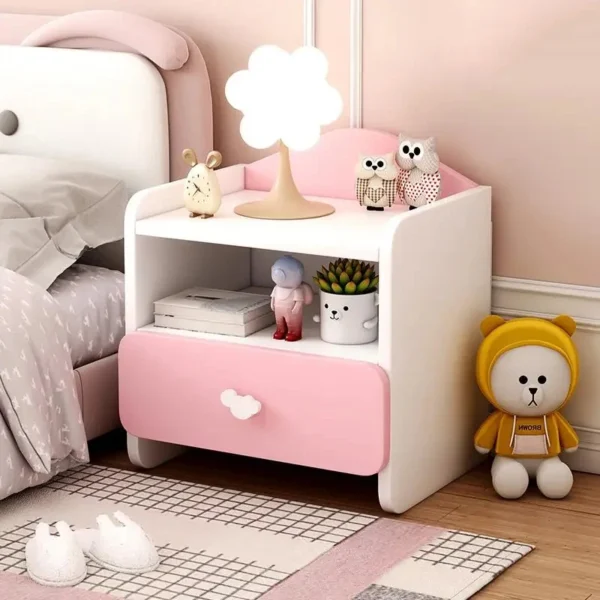 Tủ đầu giường Hồng Đầu Giường Di Động Ngăn Kéo Hiện Đại Tiết Kiệm Không Gian Khung Bàn Tay Cầm Meuble De Chambre Bé Gái Nội Thất Phòng Ngủ