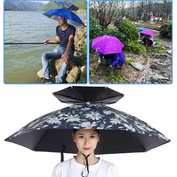 Di Động Mũ Dù Đi Mưa Có Thể Gập Lại Ngoài Trời Pesca Nắng Chống Thấm Nước Cắm Trại Câu Cá Mũ Nón Đi Biển Đầu Nón Đi Biển Nón