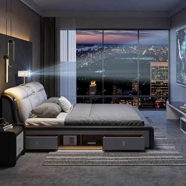 Giường đôi Smart Luxury – Thiết kế hiện đại đa chức năng, màu trắng sang trọng Letto Matrimoniale