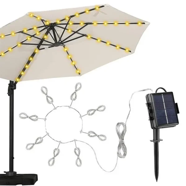 Ô treo hiên có đèn LED năng lượng mặt trời có đèn chiếu sáng với 8 chế độ sáng Trang trí ngoài trời Thích hợp cho sân bãi biển