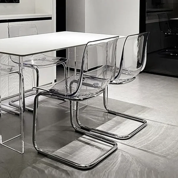 Ghế Ăn Phong cách châu Âu ng Suốt Lười Thiết Kế Phòng Chờ Ghế Ăn Thoải Mái Acrylic Sillas Nội Thất Nhà Bếp
