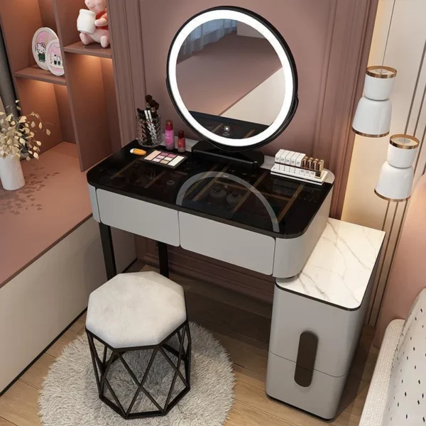 Bàn Trang Điểm Hiện Đại Bàn Trang Điểm LED Mirros Phòng Ngủ Gia Đình Bàn Trang Điểm Mật Độ Bảng Trang Điểm Có Gương Nội Thất