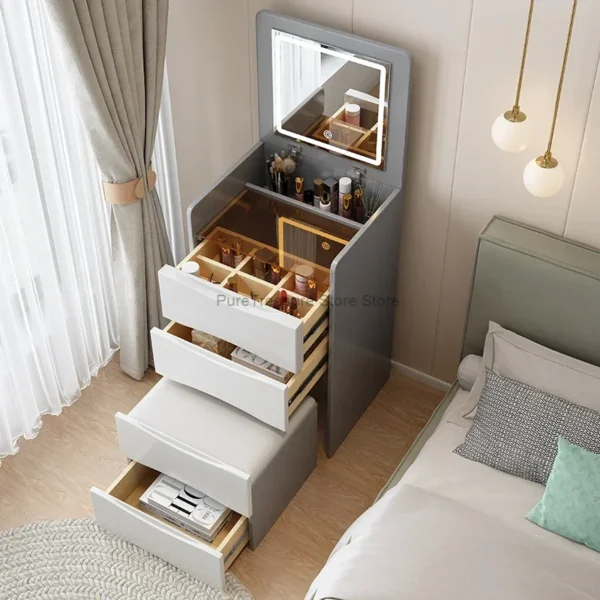 Bàn trang điểm Trắng Sang Trọng Tủ Vanity Gương Ngăn Kéo Trang Điểm Tối Giản Châu Âu Hiện Đại Coiffeuse Phòng Ngủ Bàn Phòng Khách Tocador Nội Thất