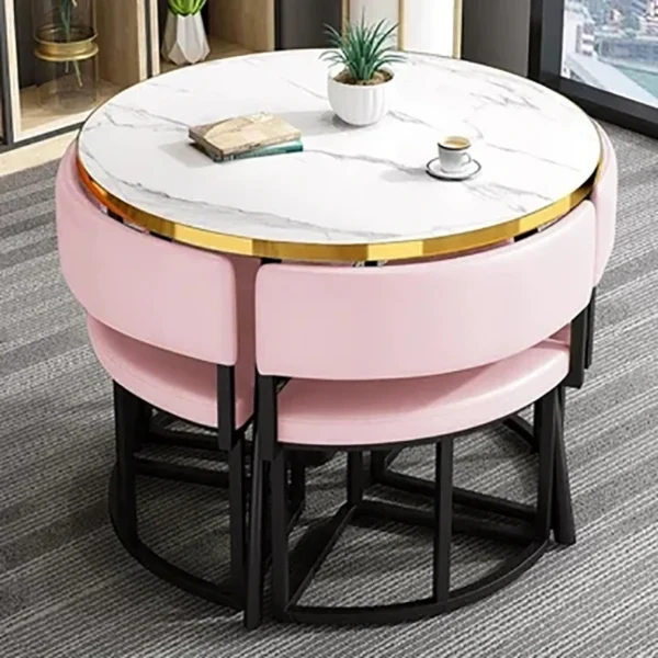 Bàn ăn Trắng Di Động Bàn Ăn Ghế Bộ 4 Ghế Trung Tâm Tầng Bàn Tròn Bàn Văn Phòng Cao Cấp Một Máng Cỏ Nội Thất Gia Đình GPF11XP