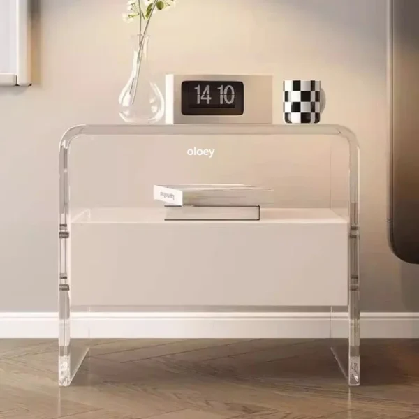 Tủ đầu giường Phong cách phong cách Châu Âu hình chữ nhật bàn đầu giường Trắng người lớn nhựa hiện đại đầu giường Tủ muebles đồ nội thất