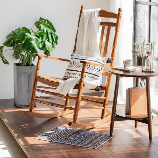 Ghế bập bênh Mỹ Gỗ Chắc Chắn Hình Hoa Đính Đá Ban Công Họ Giải Trí Phòng Khách Phòng Ngủ Lưới Đỏ Ban Công Bàn Ghế Nhỏ Kết Hợp N