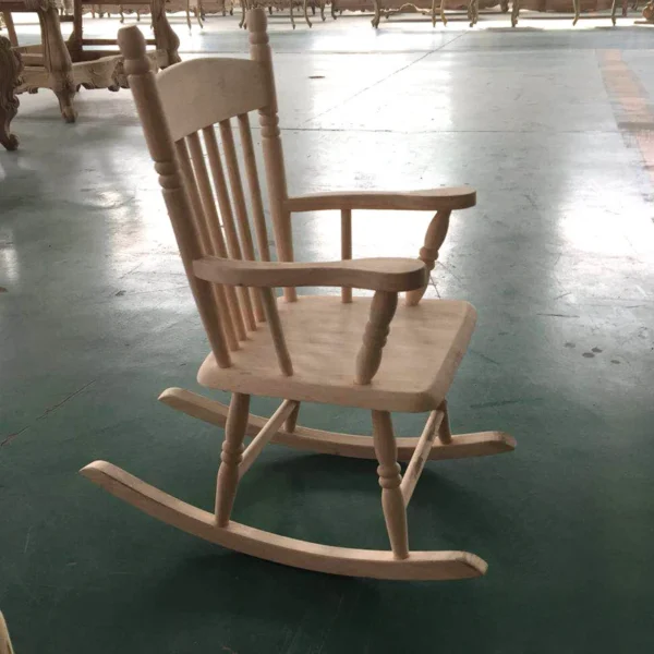 Ghế bập bênh trẻ em, ghế trẻ em, ghế bập bênh gỗ nguyên khối, ghế thư giãn, ghế râu trắng dành cho người lớn, gỗ nguyên khối phun được