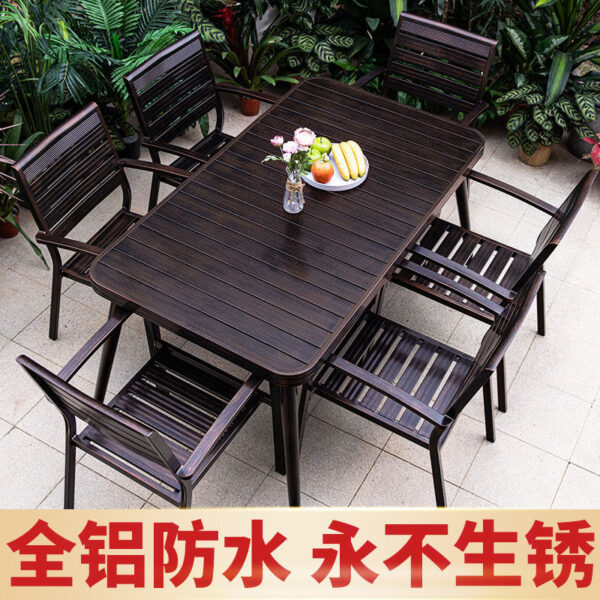 Bàn ghế ngoài trời sân vườn bàn dài nhôm giải trí ngoài trời biệt thự sân vườn ngoài trời ban công nhôm đúc chống nắng Amazon