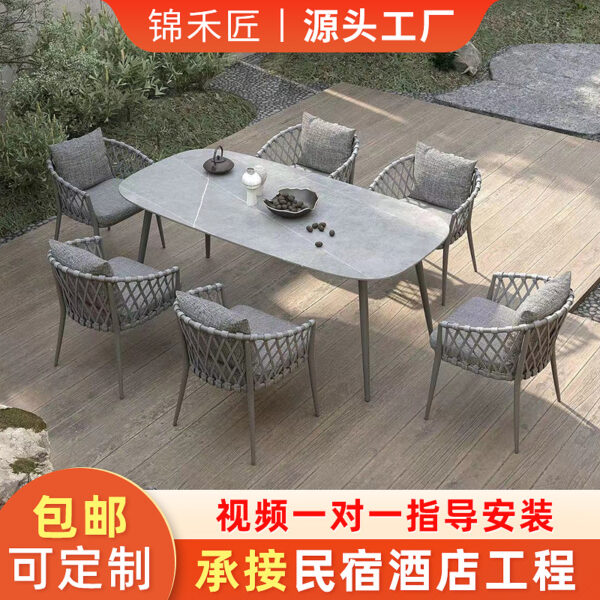 Bàn ghế giải trí ngoài trời ghế mây ban công sân vườn quán cà phê ngoài trời ánh sáng sang trọng sofa ba mảnh bán buôn