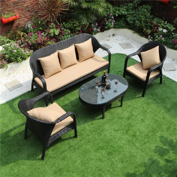 Bàn ghế Phong cách Châu Âu Sofa Ngoài Trời Biệt Thự Sân Giải Trí Vườn Mây Sofa Dệt Ghế Mây Ban Công Ngoài Trời Sân Thượng Phòng Khách