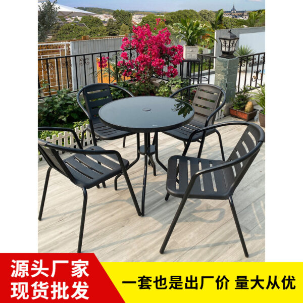 Bàn ghế sân vườn ngoài trời trà sữa giải trí sân thượng ngoài trời ban công bàn ghế chống thấm chống nắng bàn ghế ngoài trời