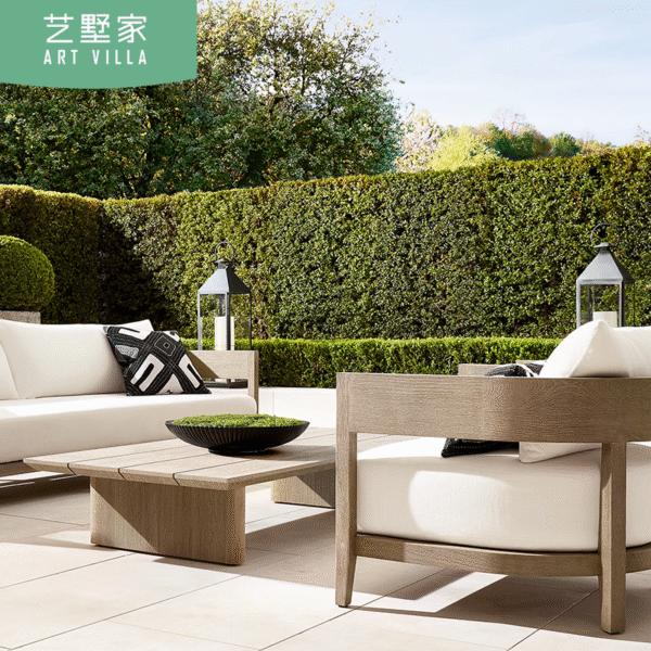 Bàn ghế sofa bằng đặt trong sân vườn , đơn giản, chống thấm nước