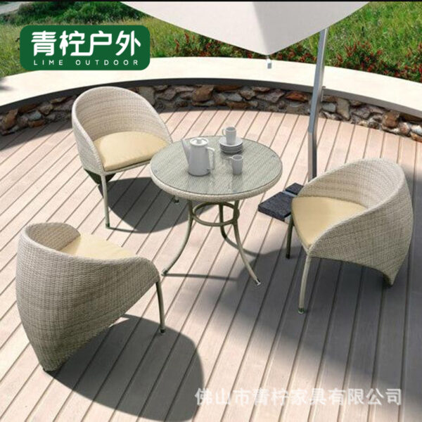 Bàn ghế Bàn ghế mây sân vườn ban công ghế giả mây giải trí sáng tạo ghế mây bộ ba món