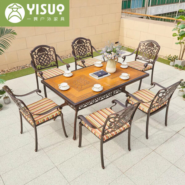 Bàn ghế ngoài trời sân vườn bếp nướng than hoa bếp nướng điện bàn ghế ăn ngoài trời chống mưa nắng bàn ghế ăn nhôm đúc