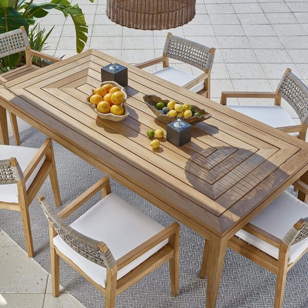 Bàn ghế ngoài trời sân biệt thự bàn ăn gỗ cứng vườn sân thượng ghế mây đồ giải trí ngoài trời