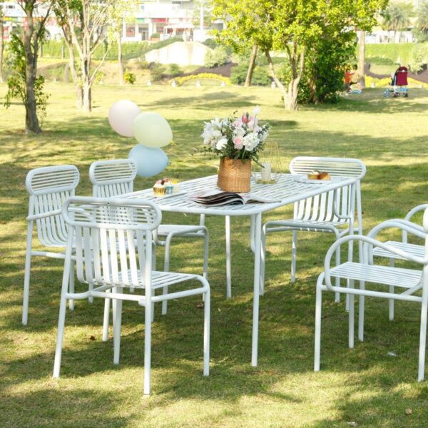 Bàn ghế giải trí ngoài trời bằng thép sân ngoài trời giải trí bàn trà chiều bàn ghế biệt thự sân vườn bàn kim loại
