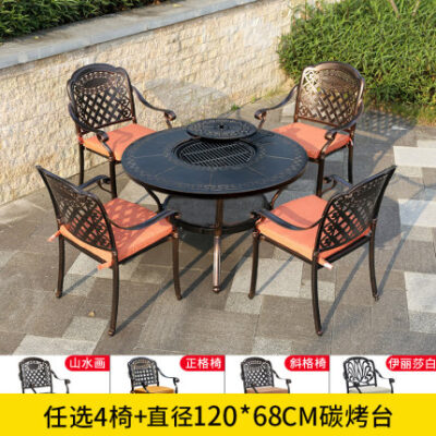 Bàn ghế Sân ngoài trời nhôm đúc bàn ghế nướng biệt thự sân vườn ngoài trời gia đình bếp nướng than 9