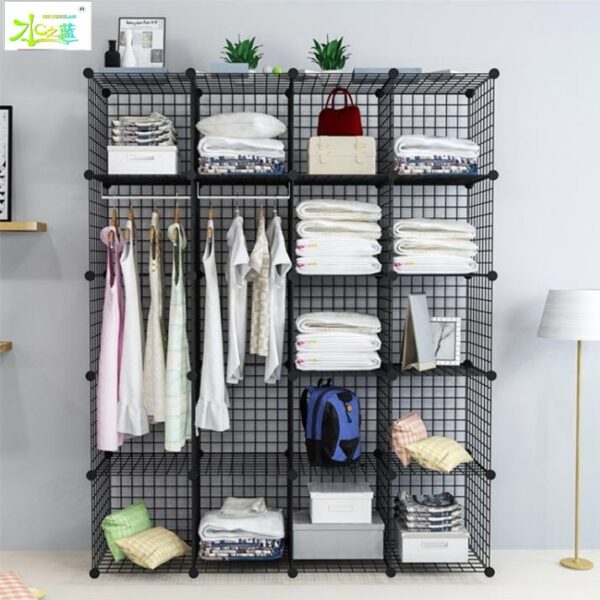 Đơn giản có giá để đồ hiện đại đơn giản lưới sắt có giá để đồ phòng khách kệ sách Tủ sách có giá để đồ lưới sắt tủ quần áo