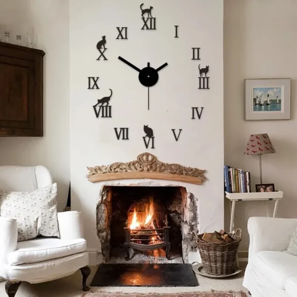 Đồng Hồ Treo Tường 40Cm Chữ Số La Mã Tắt Tiếng Cho Phòng Khách, Phòng Ngủ, Bàn Làm Việc
