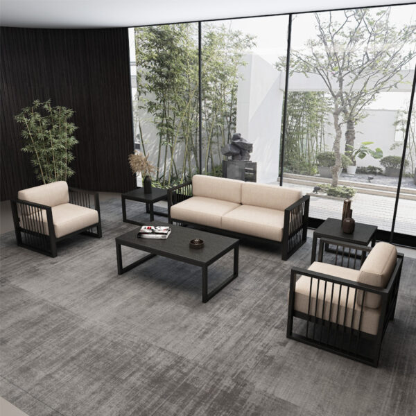 Sofa văn phòng bàn cà phê kết hợp ba chỗ ngồi đơn giản đàm phán kinh doanh hiện đại và tiếp khách ghế sofa văn phòng