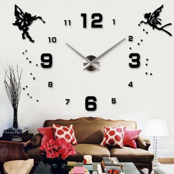 Đồng Hồ Treo Tường Acrylic 47 Inch Tự Dán DIY 3D Thiên Thần Thời Gian Kỹ Thuật Số Thạch Anh Trang Trí Phòng Khách