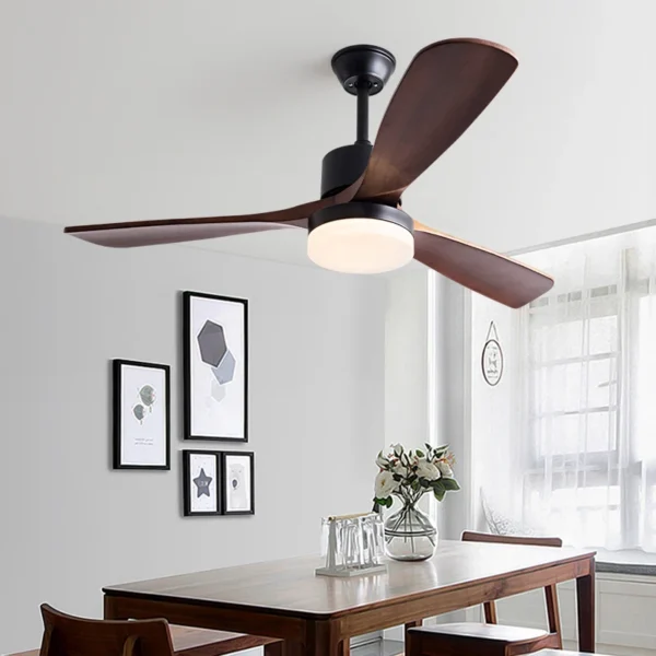 52 Inch Bắc Âu Tầng Thấp Gỗ Chắc Chắn Trần Đèn Trang Trí Phòng Quạt Phòng Ngủ Phòng Ăn Phòng Khách Quạt Điện Đèn Chùm