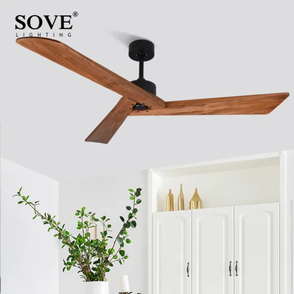 60 Inch Quạt Trần Gỗ Không Có Đèn Có Điều Khiển Từ Xa Sáng Tạo Phòng Khách Phòng Ăn Gác Xép Không Đèn Nhà DC quạt 220V