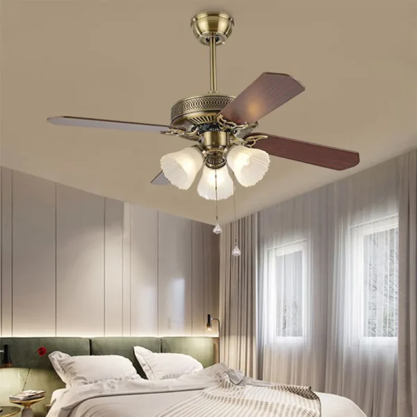 Mỹ Vintage Quạt Trần Có Đèn Điều Khiển Từ Xa Tích Hợp De Techo 220 Volt Phòng Ngủ Âm Trần Quạt Đèn E27 Bóng Đèn
