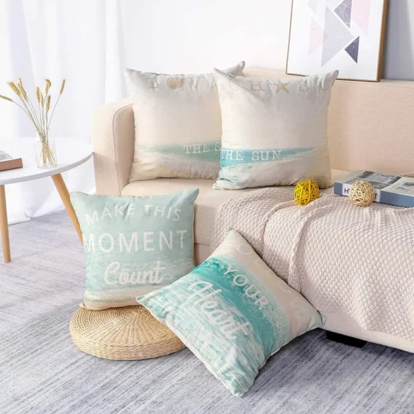 Bãi Biển Sea View Đệm, Vải Lanh Vỏ Gối Bọc Cho Ghế Sofa Phòng Khách Phòng Ngủ Ô Tô, Trang Trí Nhà, 40x40 45x45 50x50 60x60