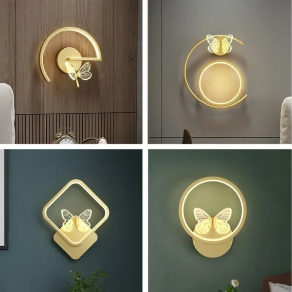 Đồng hồ đèn tường bướm cao cấp trang trí phòng khách phòng ngủ