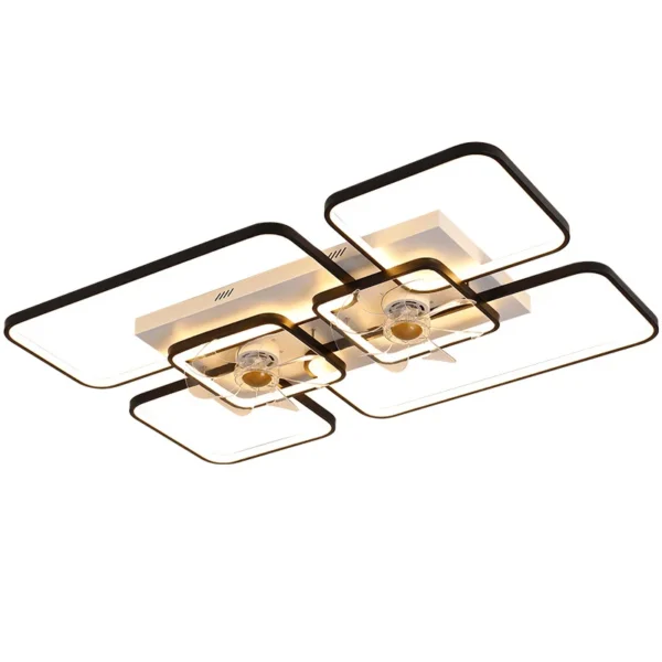 Đèn Trần Quạt + Ứng Dụng Điều Khiển Từ Xa 110V 220V Tứ Giác Đèn LED Ốp Trần 2 Quạt Phòng Khách Phòng Ngủ Kích Thước Lớn quạt Chiếu Sáng