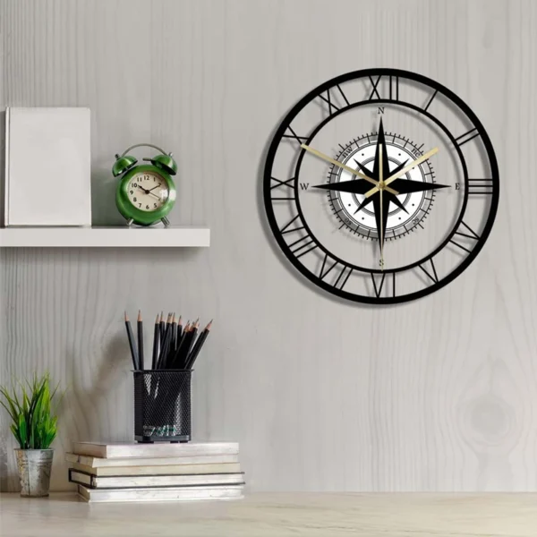 Đồng hồ treo tường retro lớn thiết kế la bàn kỹ thuật số trang trí nhà bếp