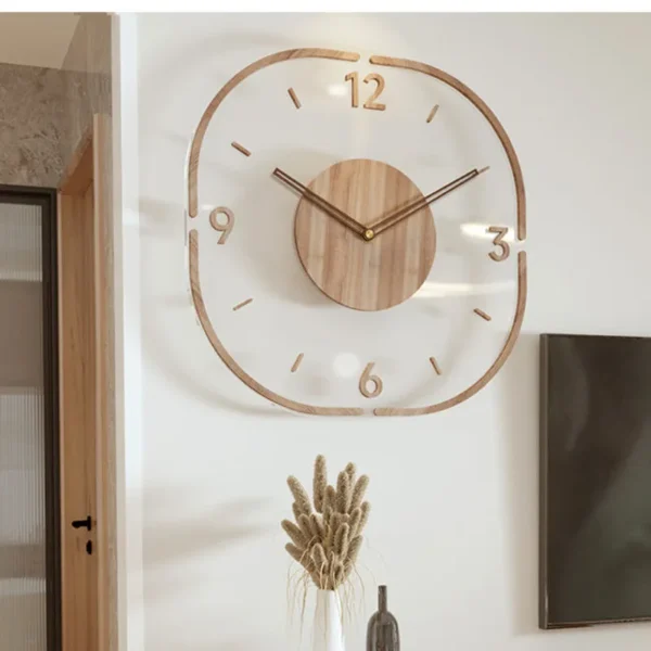 Đồng Hồ Gỗ Treo Tường Thạch Anh Im Lặng Phong Cách Cổ Điển