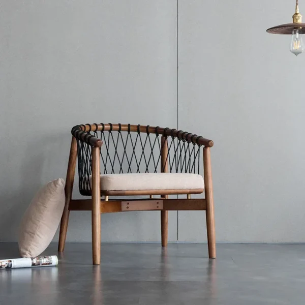 Bắc Âu Óc Chó Ghế Bành Phòng Khách Hiện Đại Đơn Giản Ghế Giải Trí Dây Sofa Đơn Ghế Di Động Vintage Trang Điểm Nội Thất Thiết Kế