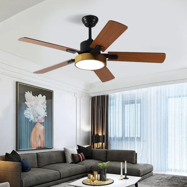 Bắc Âu Phòng Khách Quạt Trần Thông Minh Biến Tần Số Quạt Trần Đèn Tích Hợp Ánh Sáng Quạt Trần Âm Trần