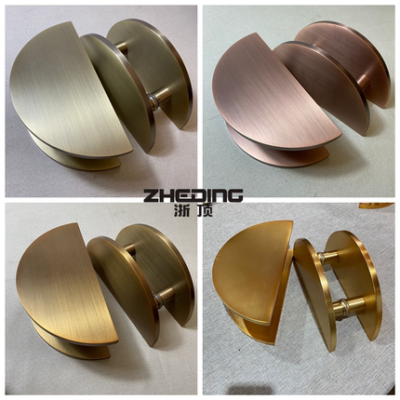 Tay nắm cửa kính cường lực hình bán nguyệt đơn giản tùy chỉnh cửa gỗ rắn cửa khách sạn cửa trượt đôi Tay nắm cửa bằng đồng