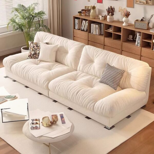 Sofa Yunduo Hiện đại Phong cách kem đơn giản Phòng khách Căn hộ nhỏ Ghế sofa vải lười đôi hoặc ba chỗ thẳng