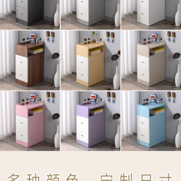 2V06 Ánh Sáng sang trọng Bàn đầu giường mini nhỏ siêu hẹp dành cho trẻ em với những khoảng trống cực hẹp bằng gỗ nguyên khối 15/20/25