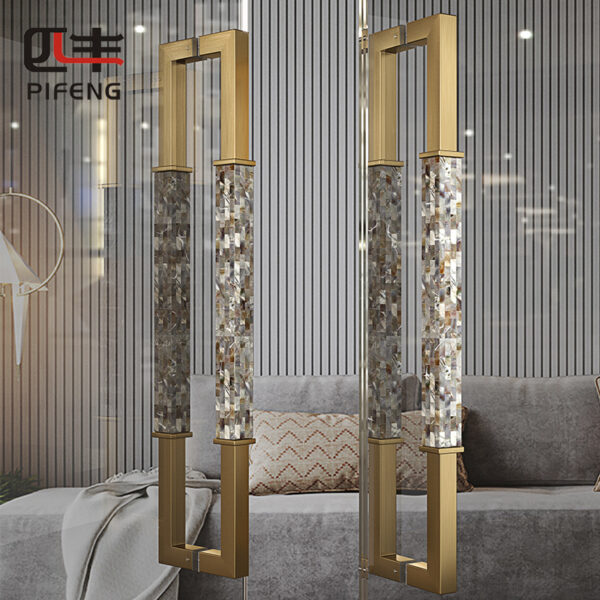 Cá tính tối giản vỏ tự nhiên bằng thép không gỉ Tay nắm cửa kính khách sạn sang trọng biệt thự kéo đẩy Tay nắm cửa gỗ nguyên khối