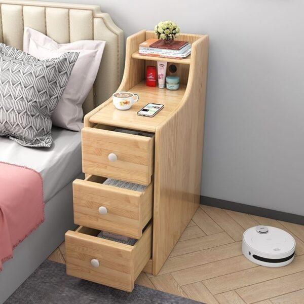 Bàn cạnh giường ngủ, tủ hẹp nhỏ, tủ bên sofa phòng ngủ cực hẹp, tủ đựng đồ đầu giường bằng gỗ nguyên khối, trên cao