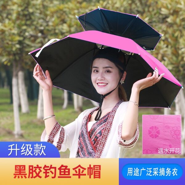 Mũ dù che nắng đội đầu, ô che nắng đội đầu, ô câu cá, mũ tre hái chè cỡ lớn, mũ ô, áo choàng, ô đội mũ bảo hiểm
