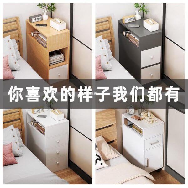 Bàn đầu giường siêu hẹp, tủ đựng đồ đầu giường đơn giản và nhỏ, tủ đựng đồ trong phòng ngủ gia đình, tủ đựng đồ đơn giản có khe hở