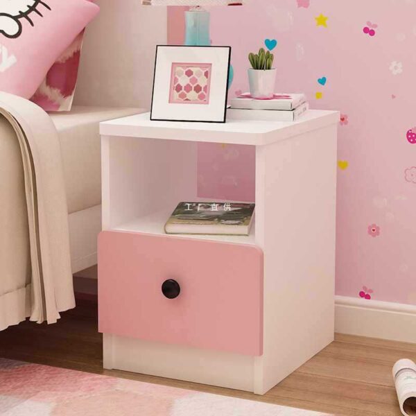 Bán buôn bàn đầu giường mini cho căn hộ nhỏ, bàn đầu giường đơn giản, siêu hẹp cho phòng ngủ trẻ em tủ màu hồng 20/25/30/