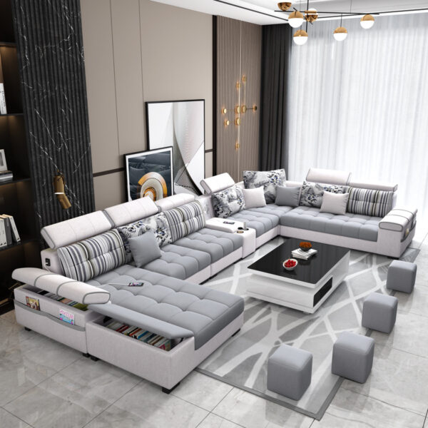 Công nghệ Bắc Âu lớn Sofa vải phòng khách sofa đơn giản kết hợp bộ bàn ghế hiện đại 2023 phong cách mới