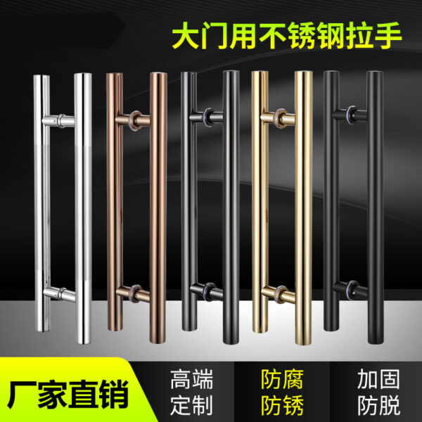Tay cầm bằng kính bằng thép không gỉ Tay nắm cửa ống tròn dày vẽ dây màu đen  KTV Tay nắm cửa nhà máy bán hàng trực tiếp