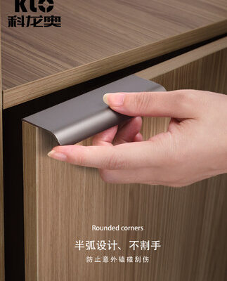 Tay cầm vô hình màu xám đục lỗ miễn phí qua đầu tủ quần áo tối giản nhúng cạnh ngăn kéo tủ kéo dài Tay nắm cửa tủ