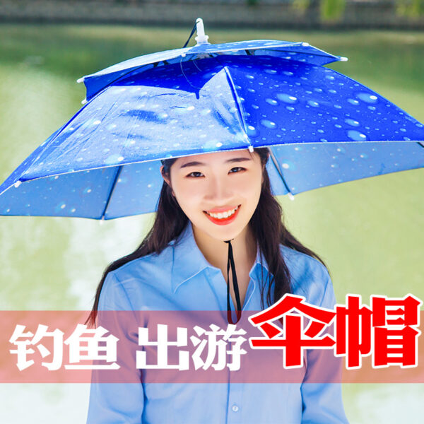 Mũ dù gắn đầu 2 lớp – Nón che mưa gập gọn, dùng câu cá, hái trà, hoạt động ngoài trời tiện dụng