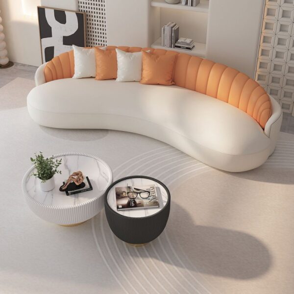 Phong cách kem sáng tạo móng vuốt mèo sofa da tiếp tân nổi tiếng internet ghế sofa cong phòng khách căn hộ nhỏ quần áo hiện đại thẩm mỹ viện