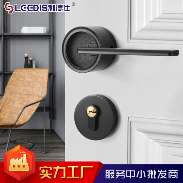 Đơn Giản Trong Nhà Phòng Ngủ Cửa Xám Đen Bắc Âu Tắt Tiếng Từ Khóa cửa Gỗ Nghiên Cứu Hiện Đại Tay Cầm Cơ Khóa