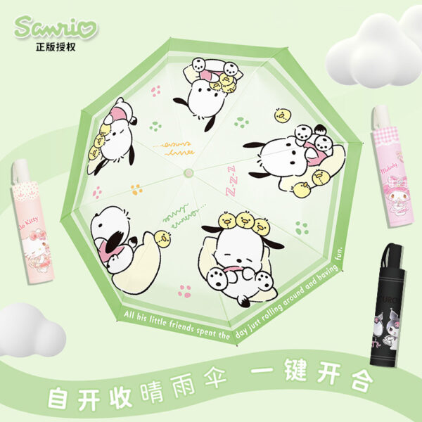 Ô che nắng hoàn toàn tự động được ủy quyền chính hãng của Sanrio dành cho nữ sinh viên ô gấp di động ngoài trời vinyl chống nắng ô che nắng
